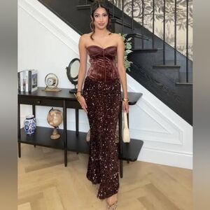 Zara LONG SEQUIN SKIRT